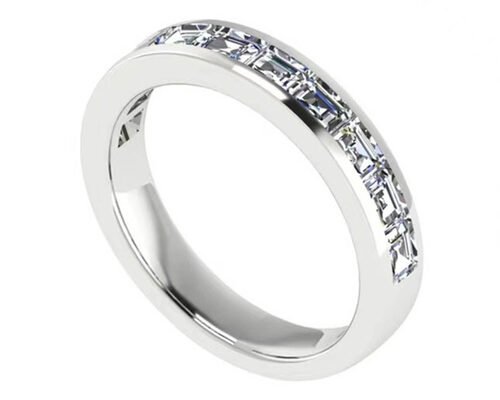 EM Cut Round White Gold Engagement Rings , 18k White Gold And Diamond Ring 3.0×2.3mm