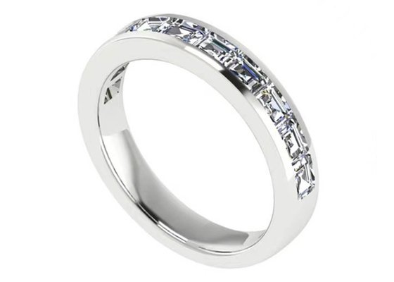 EM Cut Round White Gold Engagement Rings , 18k White Gold And Diamond Ring 3.0×2.3mm
