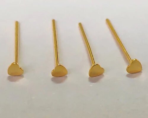 Piercing 18K Yellow Gold Diamond Nose Stud Heart Shape 3mm OEM ODM