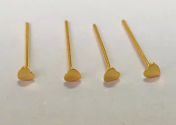 Piercing 18K Yellow Gold Diamond Nose Stud Heart Shape 3mm OEM ODM