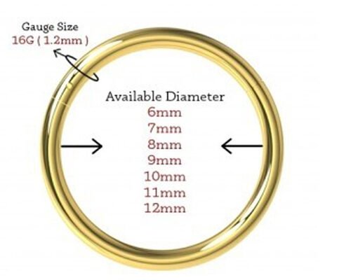 Hinged Segment 18K Gold Nose Piercing Classic 6-12mm Dimension