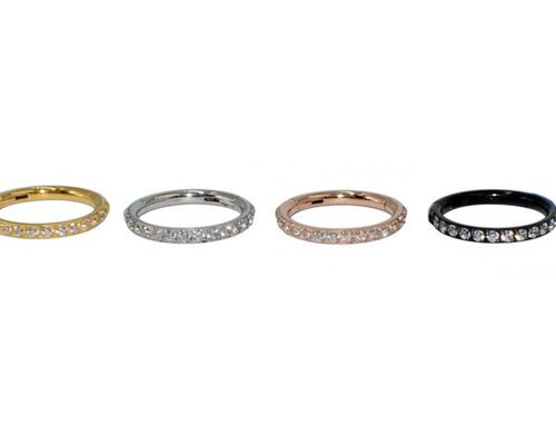 Hinged Segment 14K Gold Clicker Hoop shape with 16G Pave Diamond