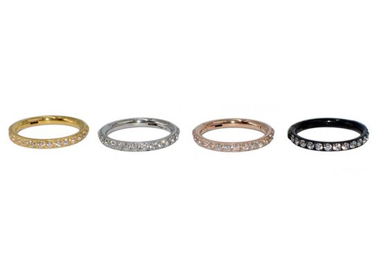 Hinged Segment 14K Gold Clicker Hoop shape with 16G Pave Diamond