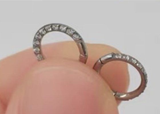 Hinged Segment 14K Gold Clicker Hoop shape with 16G Pave Diamond