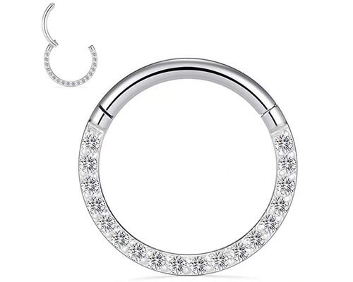 Diamond 14k Gold Hinged Segment Ring Piercing for Wedding Gift