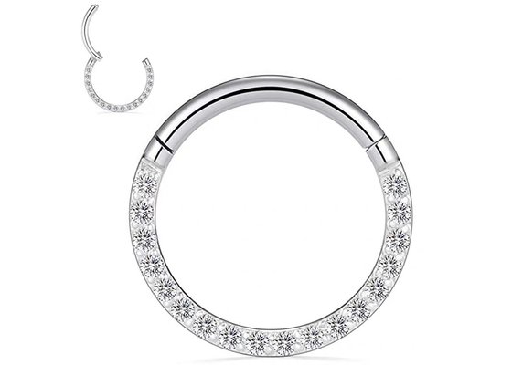 Diamond 14k Gold Hinged Segment Ring Piercing for Wedding Gift