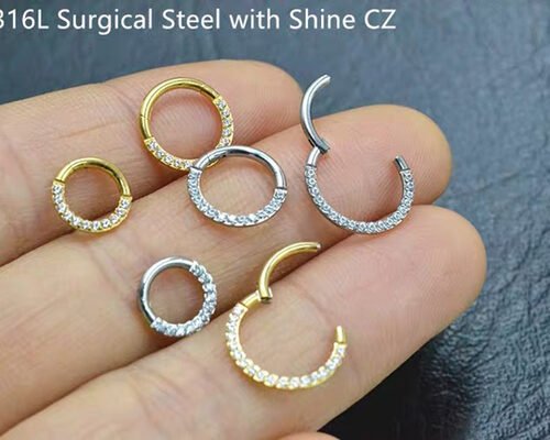 Diamond 14k Gold Hinged Segment Ring Piercing for Wedding Gift