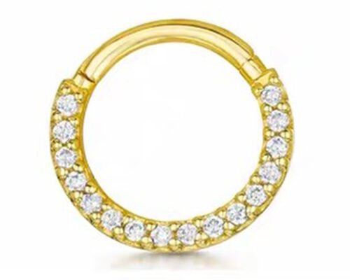 14G 16G 14k Gold Clicker Piercing For Nose Septum 6mm 10mm Size