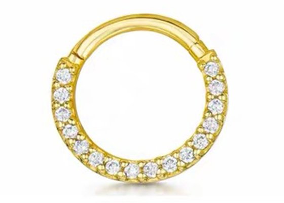 14G 16G 14k Gold Clicker Piercing For Nose Septum 6mm 10mm Size