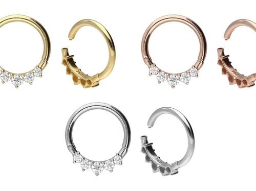 Surgical Hinged 14K Gold Clicker 5 Outer Claw Set Type Hypoallergenic