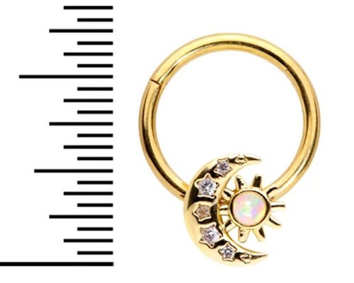 Solid 18K Gold Nose Piercing Moon Sun Shape With 0.06ct SI2 Natural Diamonds ODM