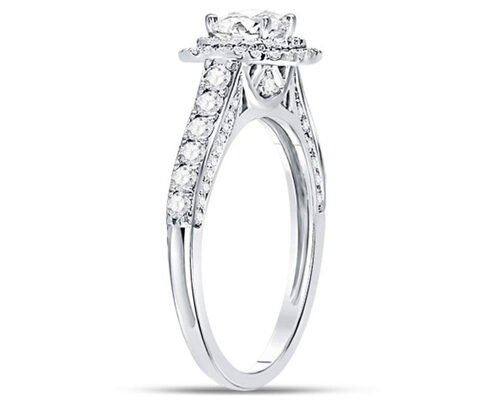3.65g 14K Solid Gold Jewellery , 0.8ct Square Women'S White Gold Diamond Rings