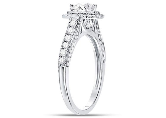 3.65g 14K Solid Gold Jewellery , 0.8ct Square Women'S White Gold Diamond Rings