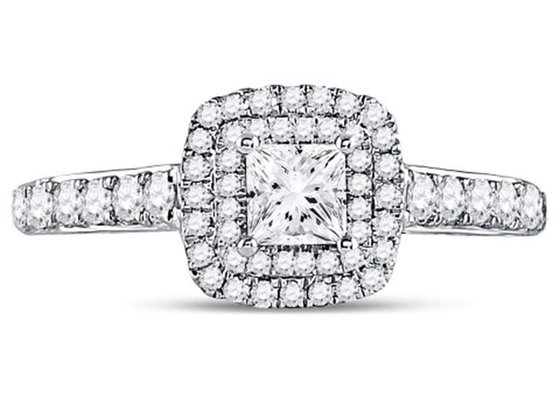 3.65g 14K Solid Gold Jewellery , 0.8ct Square Women'S White Gold Diamond Rings