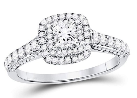 3.65g 14K Solid Gold Jewellery , 0.8ct Square Women'S White Gold Diamond Rings
