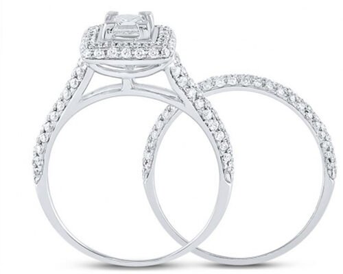 14K Yellow Gold Square Cut Promise Rings 0.8ct Three Stone