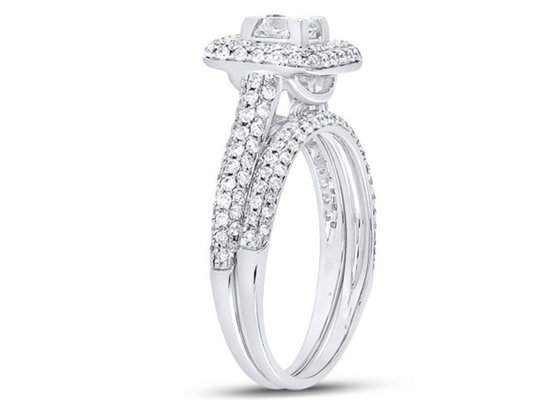 14K Yellow Gold Square Cut Promise Rings 0.8ct Three Stone