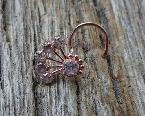 18K Rose Gold Nose Ring With Diamond 0.05ct for Daily Wear OEM ODM