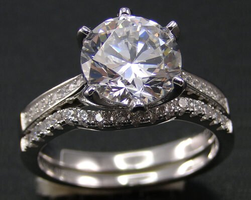 1PCS Round Brilliant Cut Diamond Ring 1.25CT , 18k White Gold Ring Set For Women