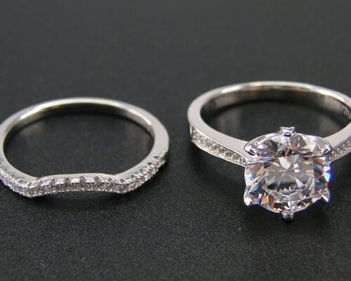 1PCS Round Brilliant Cut Diamond Ring 1.25CT , 18k White Gold Ring Set For Women