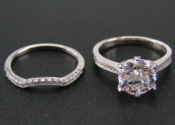 1PCS Round Brilliant Cut Diamond Ring 1.25CT , 18k White Gold Ring Set For Women