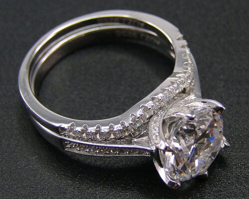 1PCS Round Brilliant Cut Diamond Ring 1.25CT , 18k White Gold Ring Set For Women