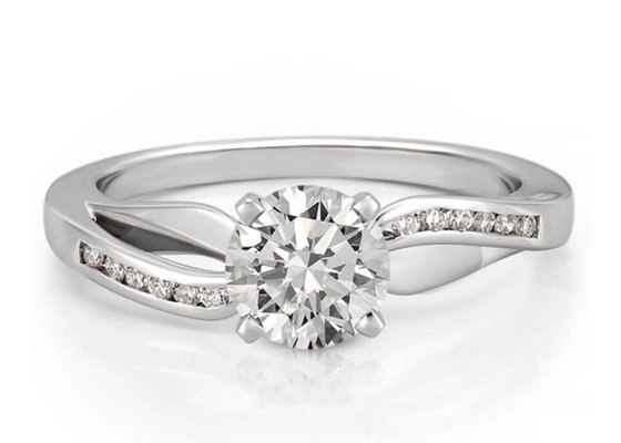 ODM OEM Jewellery Diamond Ring , 14k White Gold Wedding Ring Round Cut