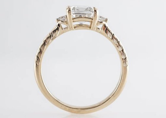 14K Rose Gold Asscher Cut Diamond Engagement Ring 1.29ct Classic Style
