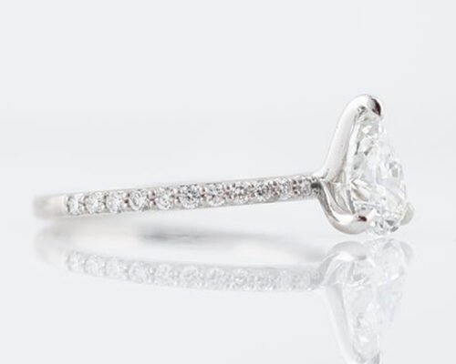 White Gold Real Diamond Jewellery Ring 1.33ct Pear Cut PS 6×8mm For Engagement