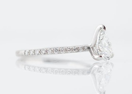 White Gold Real Diamond Jewellery Ring 1.33ct Pear Cut PS 6×8mm For Engagement