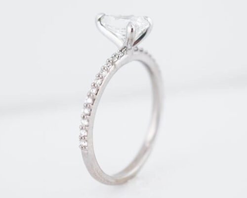 White Gold Real Diamond Jewellery Ring 1.33ct Pear Cut PS 6×8mm For Engagement
