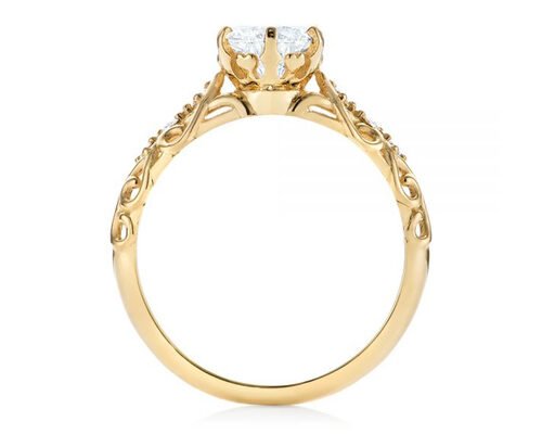 14K Yellow Gold Real Diamond Jewellery Ring Vintage Style 6.5mm Size OEM