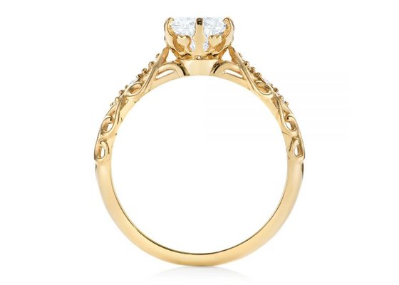 14K Yellow Gold Real Diamond Jewellery Ring Vintage Style 6.5mm Size OEM