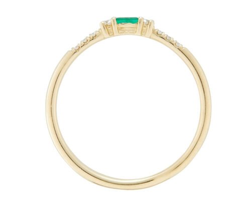 4×6mm Baguette Cut Emerald Ring , 14k Yellow Gold Emerald Ring Fashion Style