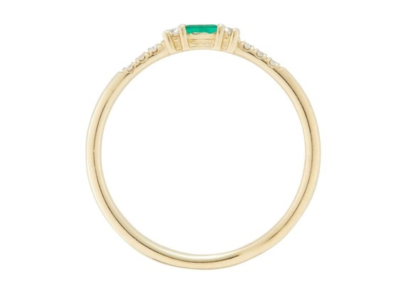 4×6mm Baguette Cut Emerald Ring , 14k Yellow Gold Emerald Ring Fashion Style