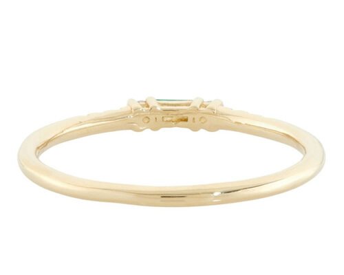 4×6mm Baguette Cut Emerald Ring , 14k Yellow Gold Emerald Ring Fashion Style