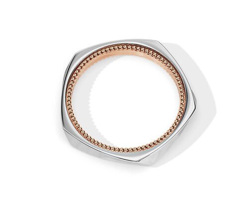 回転 2 トーン ゴールド結婚指輪、2.5 MM 幾何学的婚約指輪 OEM ・ ODM