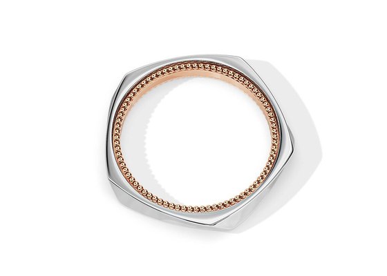 回転 2 トーン ゴールド結婚指輪、2.5 MM 幾何学的婚約指輪 OEM ・ ODM