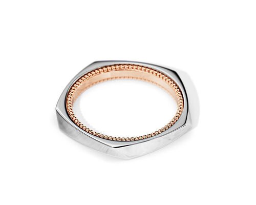 回転 2 トーン ゴールド結婚指輪、2.5 MM 幾何学的婚約指輪 OEM ・ ODM