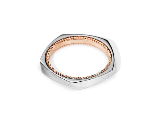 回転 2 トーン ゴールド結婚指輪、2.5 MM 幾何学的婚約指輪 OEM ・ ODM