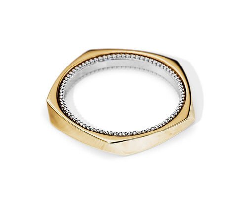 回転 2 トーン ゴールド結婚指輪、2.5 MM 幾何学的婚約指輪 OEM ・ ODM