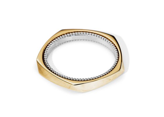 Rotatable Two Tone Gold Wedding Rings , 2.5MM Geometric Engagement Rings OEM ODM