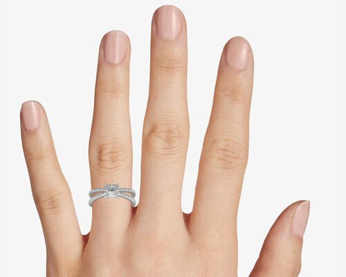 0.1ct RD3.0MM Promise Engagement And Wedding Ring Set 3.21g Weight