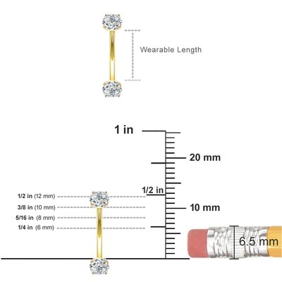 16g Diamond Gold Body Piercing Jewelry Ring 10mm 8mm Dimension For Belly Button