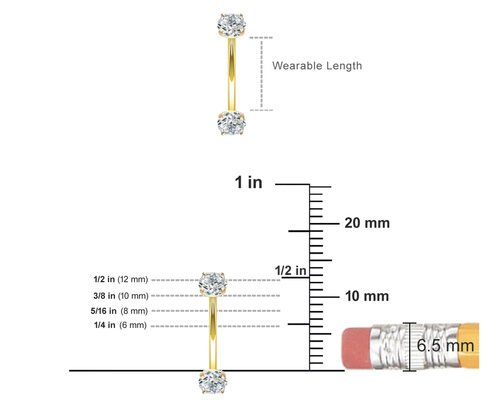 16g Diamond Gold Body Piercing Jewelry Ring 10mm 8mm Dimension For Belly Button