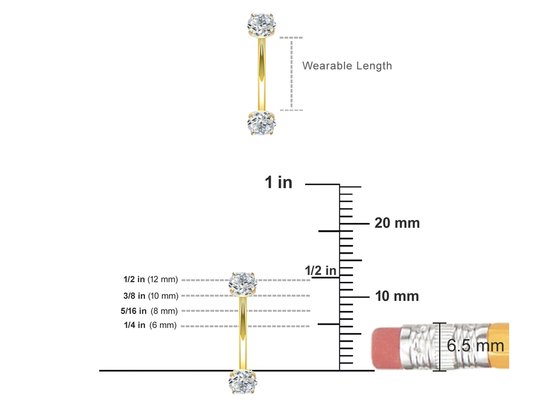 16g Diamond Gold Body Piercing Jewelry Ring 10mm 8mm Dimension For Belly Button