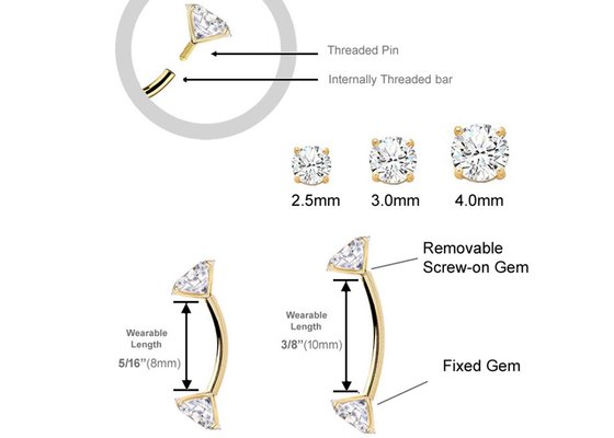 16g Diamond Gold Body Piercing Jewelry Ring 10mm 8mm Dimension For Belly Button