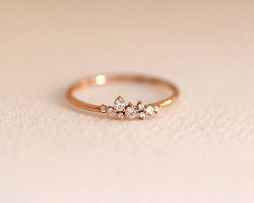 Solid 14K Real Diamond Jewellery Ring Brilliant Cut ODM For Anniversary
