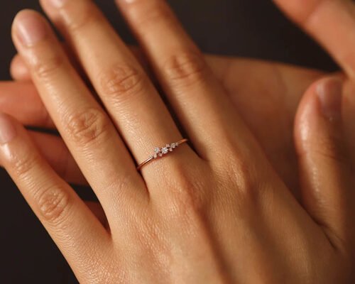 Solid 14K Real Diamond Jewellery Ring Brilliant Cut ODM For Anniversary