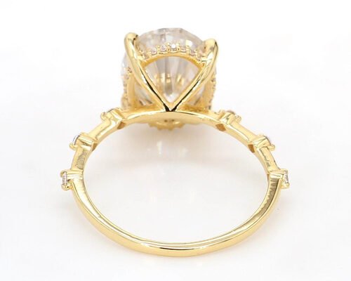 3ct Moissanite 14k Yellow Gold Diamond Ring Oval Cut for Engagement